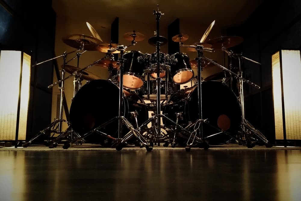 Pearl double drum set in Astia-studio A drum room